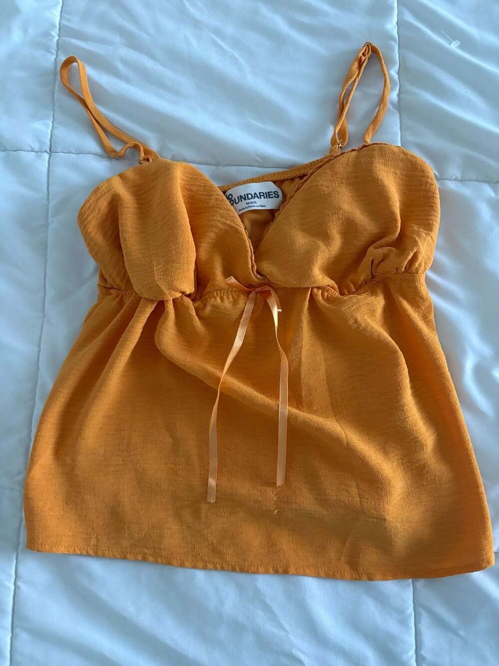 No Boundaries Orange Babydoll Cami Tank Top with Ribbon Tie